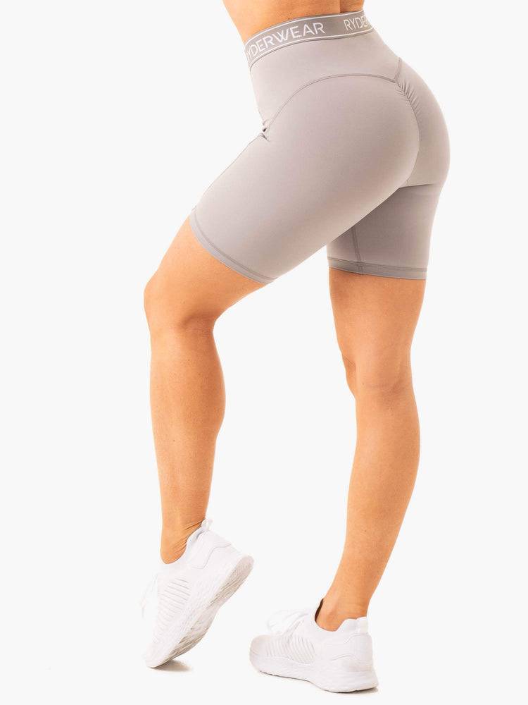 Steel Grey Ryderwear Women Shorts Level Up High Waisted Scrunch Women's Shorts | AU2085IS