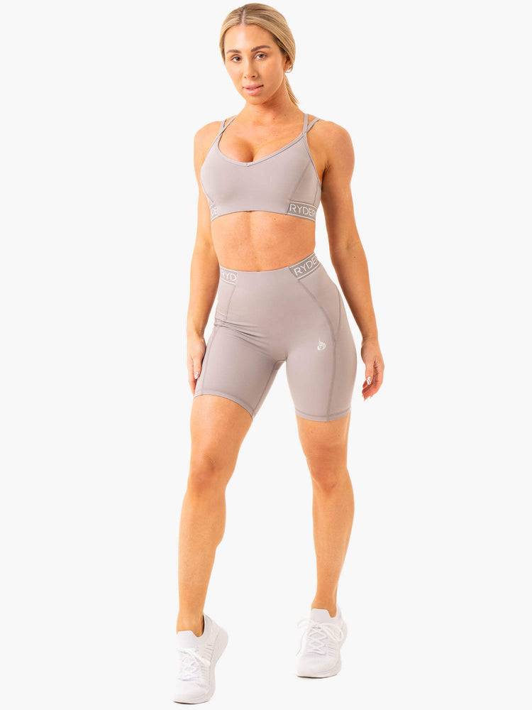 Steel Grey Ryderwear Women Shorts Level Up High Waisted Scrunch Women's Shorts | AU2085IS