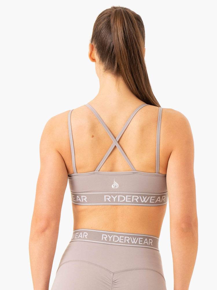 Steel Grey Ryderwear Women Sports Bra Level Up V-Neck Women's Sports Bra | AU2301HK