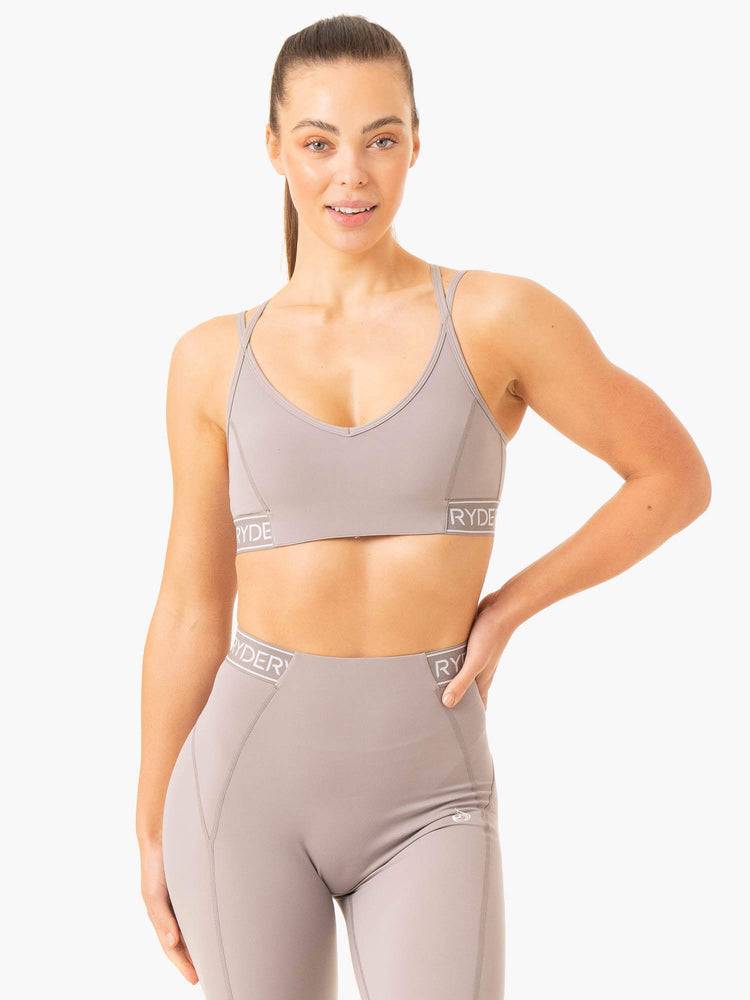 Steel Grey Ryderwear Women Sports Bra Level Up V-Neck Women\'s Sports Bra | AU2301HK