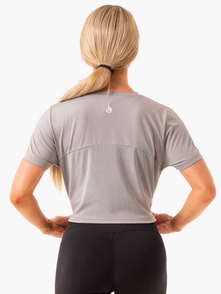 Steel Grey Ryderwear Women T Shirts Level Up Cropped Women's T Shirts | AU2783HK