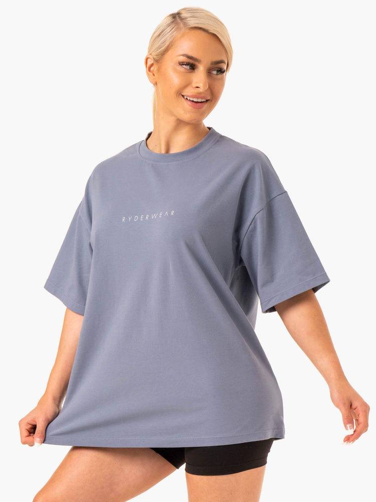 Steel Grey Ryderwear Women T Shirts Staples Oversized Tee Women's T Shirts | AU2723TV