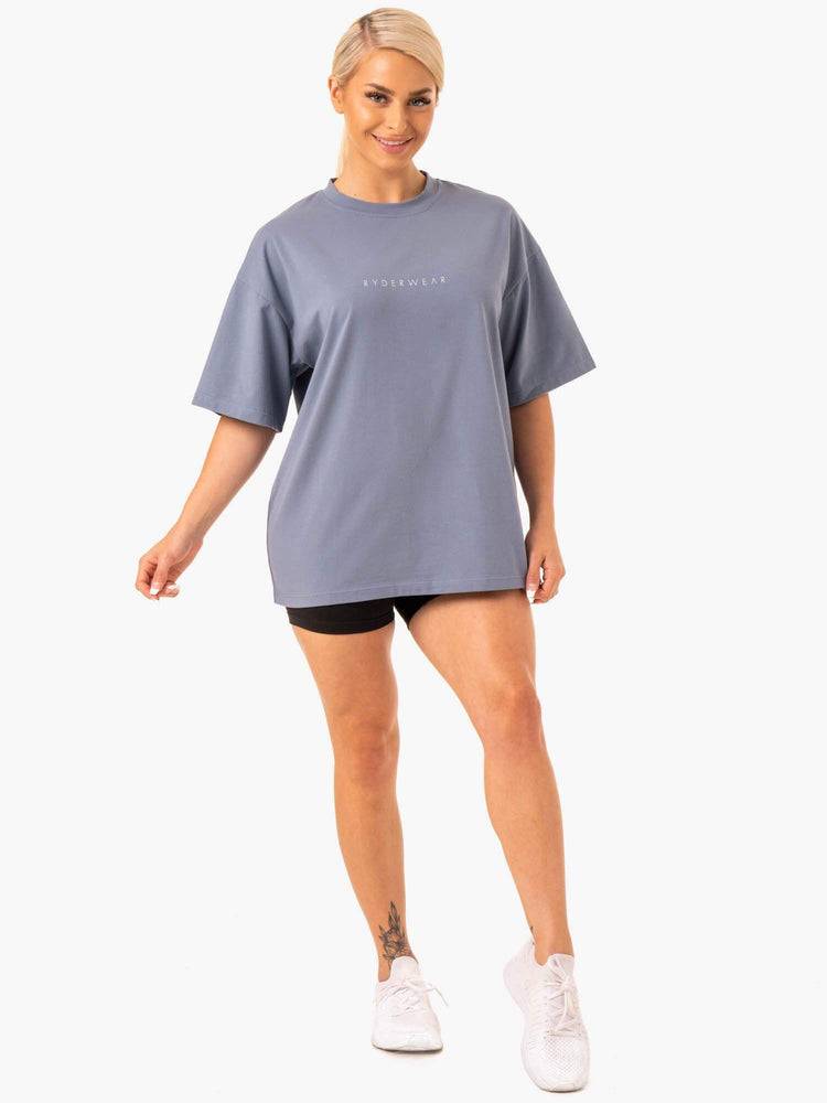 Steel Grey Ryderwear Women T Shirts Staples Oversized Tee Women's T Shirts | AU2723TV