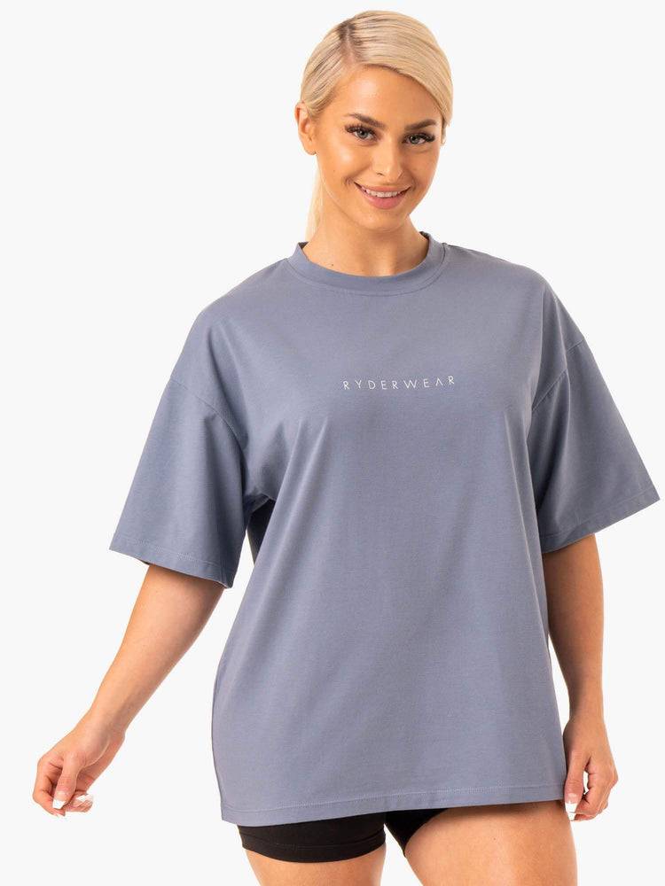 Steel Grey Ryderwear Women T Shirts Staples Oversized Tee Women\'s T Shirts | AU2723TV