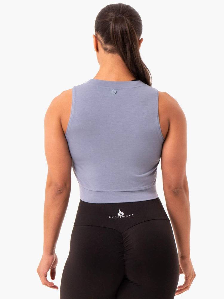 Steel Grey Ryderwear Women Tanks Motion Crop Top Women's Tanks | AU2953FM