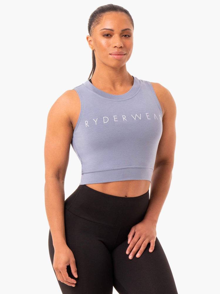 Steel Grey Ryderwear Women Tanks Motion Crop Top Women's Tanks | AU2953FM