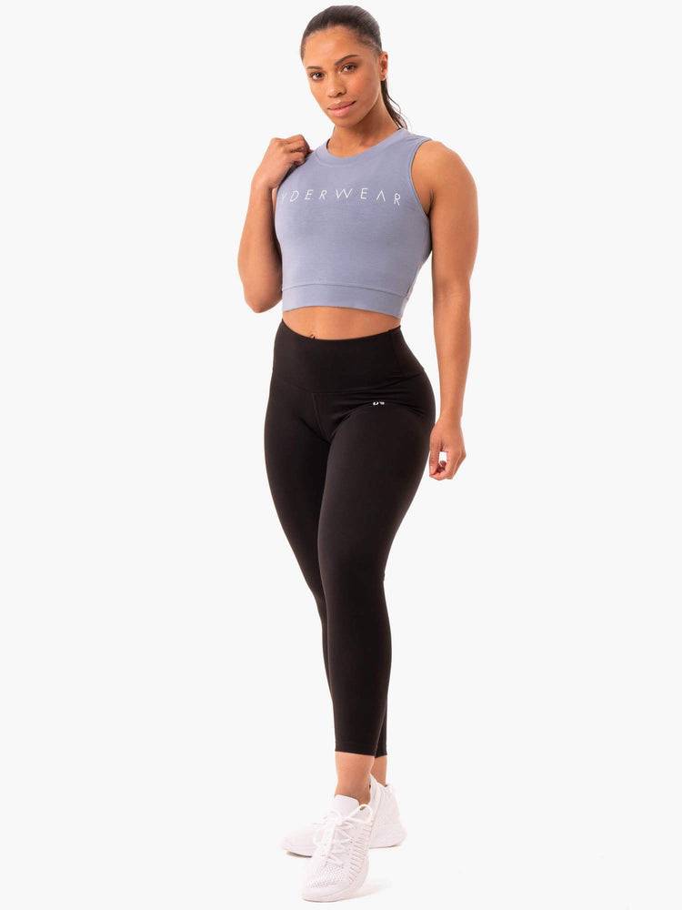 Steel Grey Ryderwear Women Tanks Motion Crop Top Women's Tanks | AU2953FM