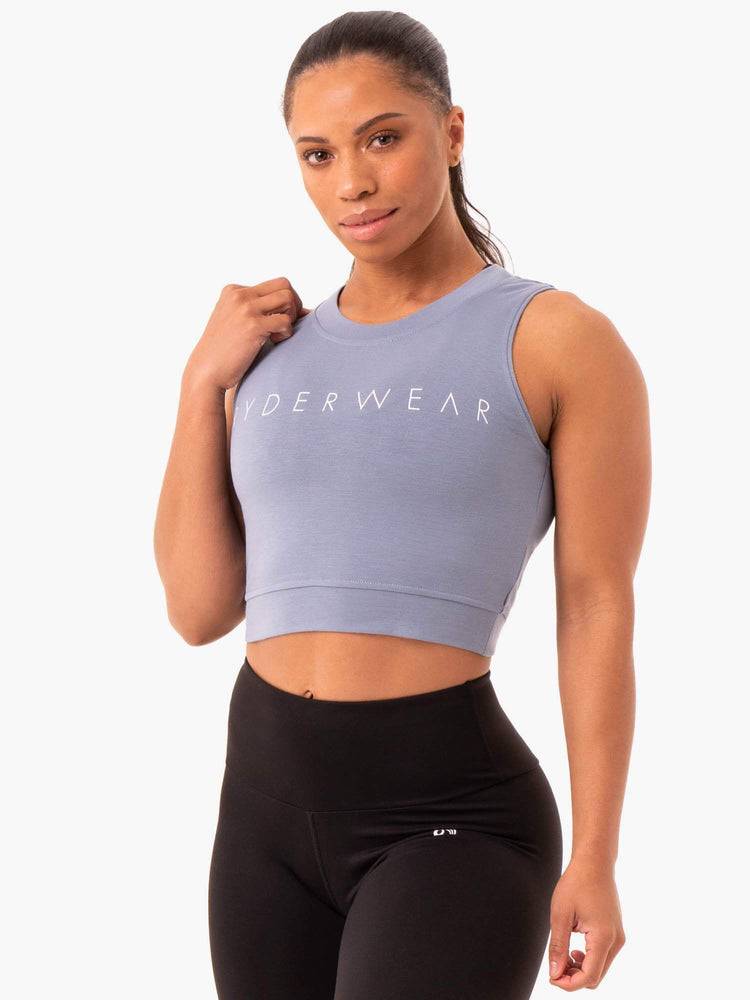 Steel Grey Ryderwear Women Tanks Motion Crop Top Women\'s Tanks | AU2953FM