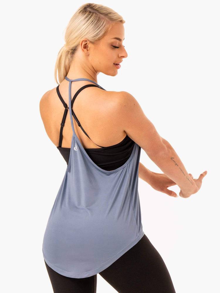 Steel Grey Ryderwear Women Tanks Staples Slinky T-Back Women's Tanks | AU2963RW