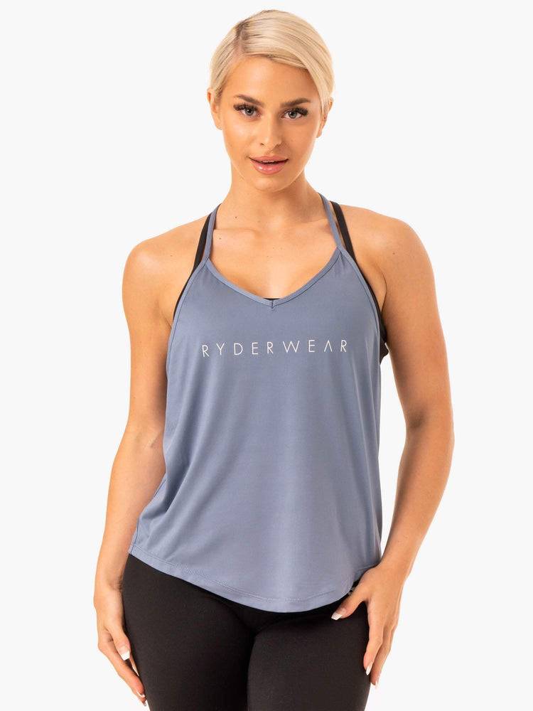 Steel Grey Ryderwear Women Tanks Staples Slinky T-Back Women's Tanks | AU2963RW