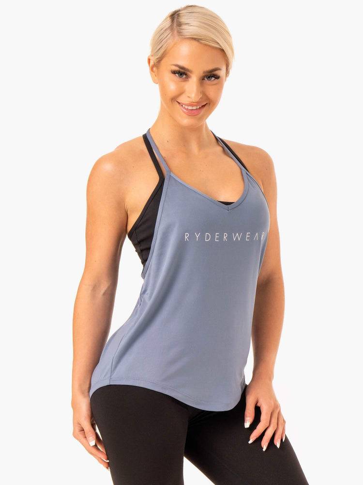 Steel Grey Ryderwear Women Tanks Staples Slinky T-Back Women's Tanks | AU2963RW