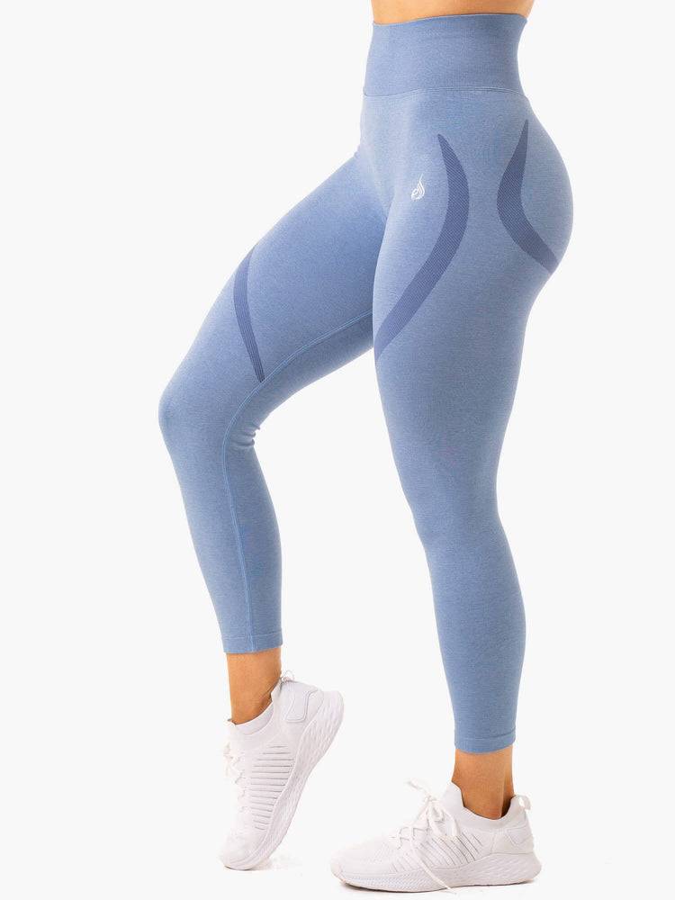 Stonewash Blue Marl Ryderwear Women Leggings Sculpt Seamless Women's Leggings | AU1737BC