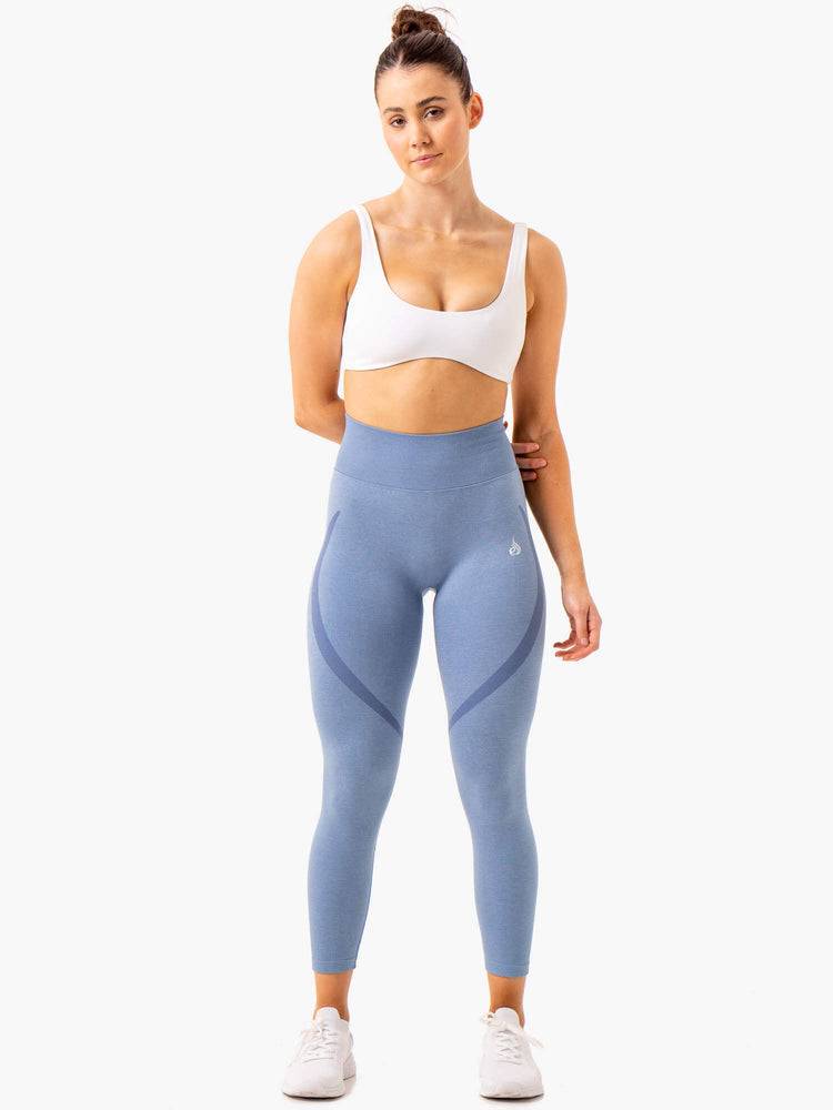 Stonewash Blue Marl Ryderwear Women Leggings Sculpt Seamless Women's Leggings | AU1737BC