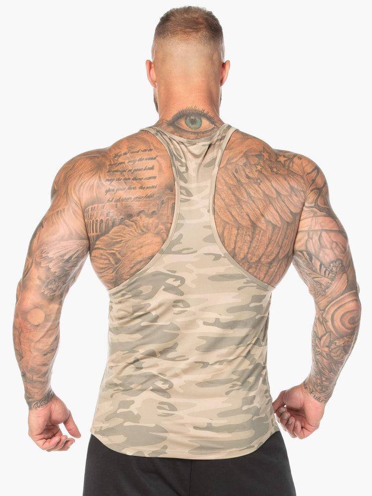 Tan Camo Ryderwear Men Gym Stringers Camo Stringer T-Back Men's Gym Stringers | AU1505MA