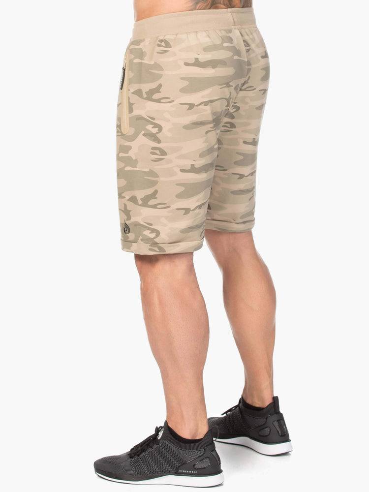 Tan Camo Ryderwear Men Shorts Camo Fleece Track Men's Shorts | AU1354TV