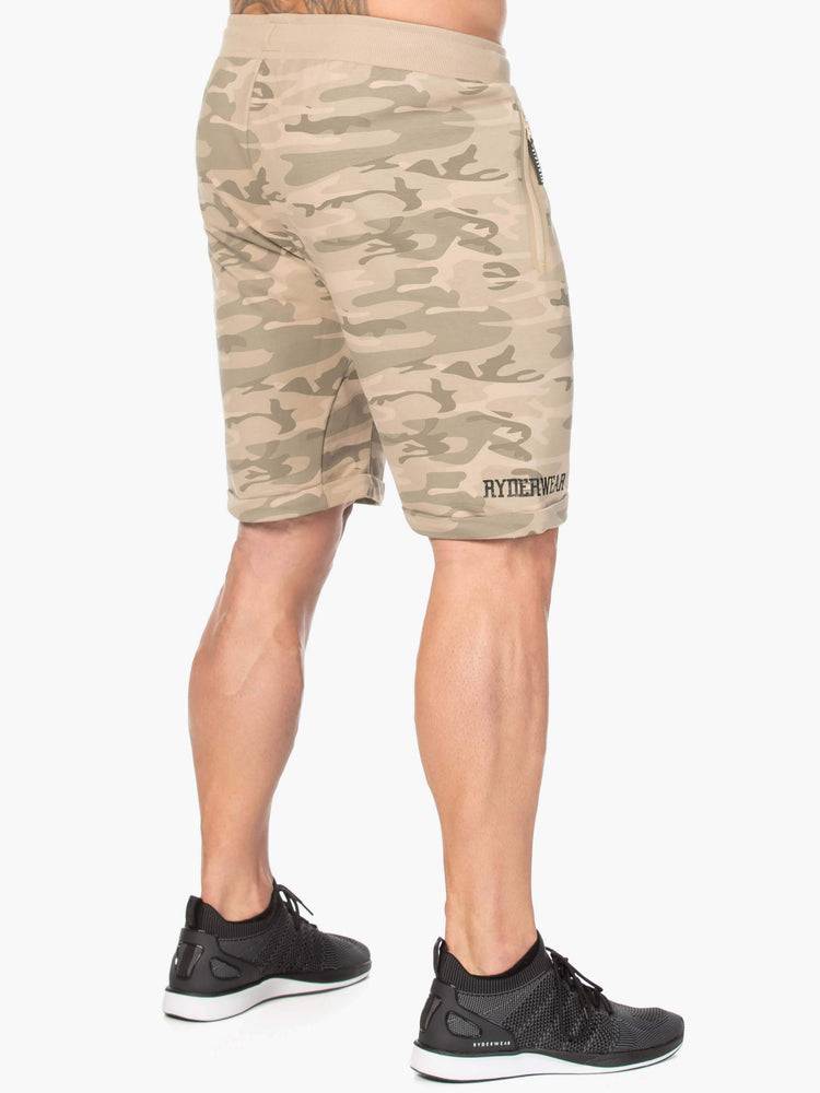 Tan Camo Ryderwear Men Shorts Camo Fleece Track Men's Shorts | AU1354TV