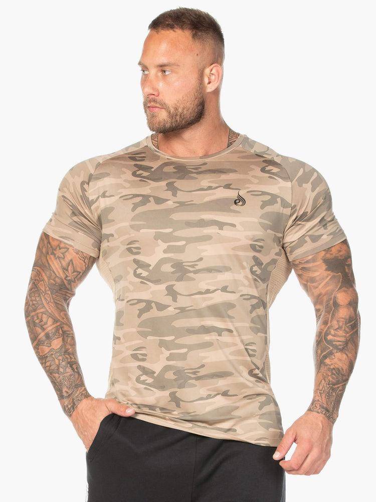 Tan Camo Ryderwear Men T Shirts Camo Mesh Men\'s T Shirts | AU1206DN