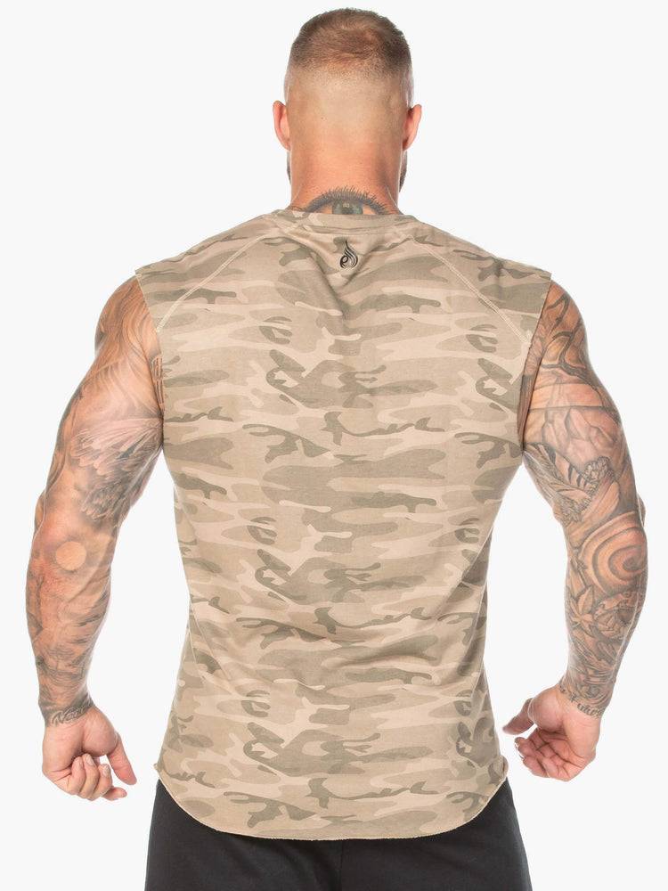 Tan Camo Ryderwear Men Tanks Camo Fleece Tank Men's Tanks | AU1071IS