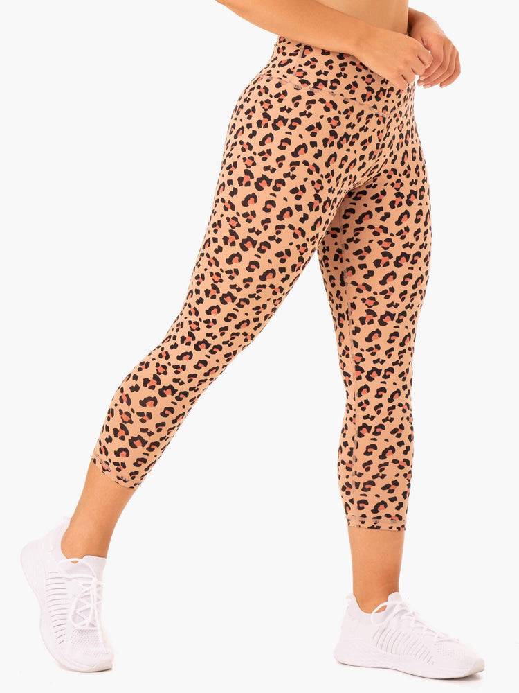 Tan Leopard Ryderwear Women Leggings Hybrid 7/8 Women's Leggings | AU1797YU