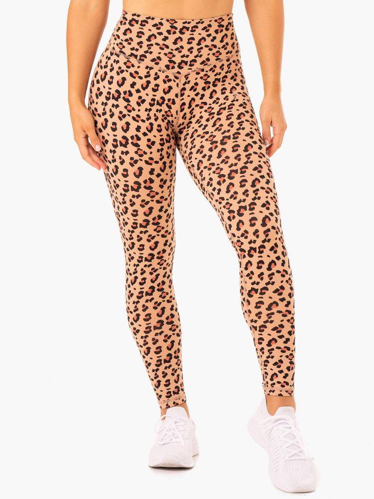 Tan Leopard Ryderwear Women Leggings Hybrid Full Length Women's Leggings | AU1865CE