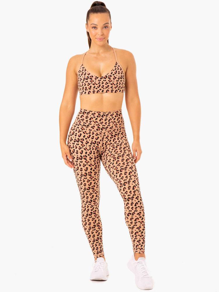 Tan Leopard Ryderwear Women Leggings Hybrid Full Length Women's Leggings | AU1865CE