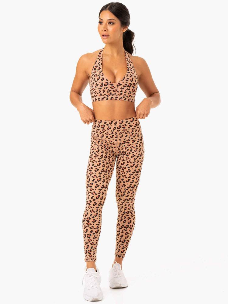 Tan Leopard Ryderwear Women Leggings Hybrid Full Length Women's Leggings | AU1865CE