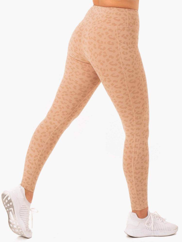 Tan Leopard Ryderwear Women Leggings Ultra High Waisted Full Length Women's Leggings | AU1855SO