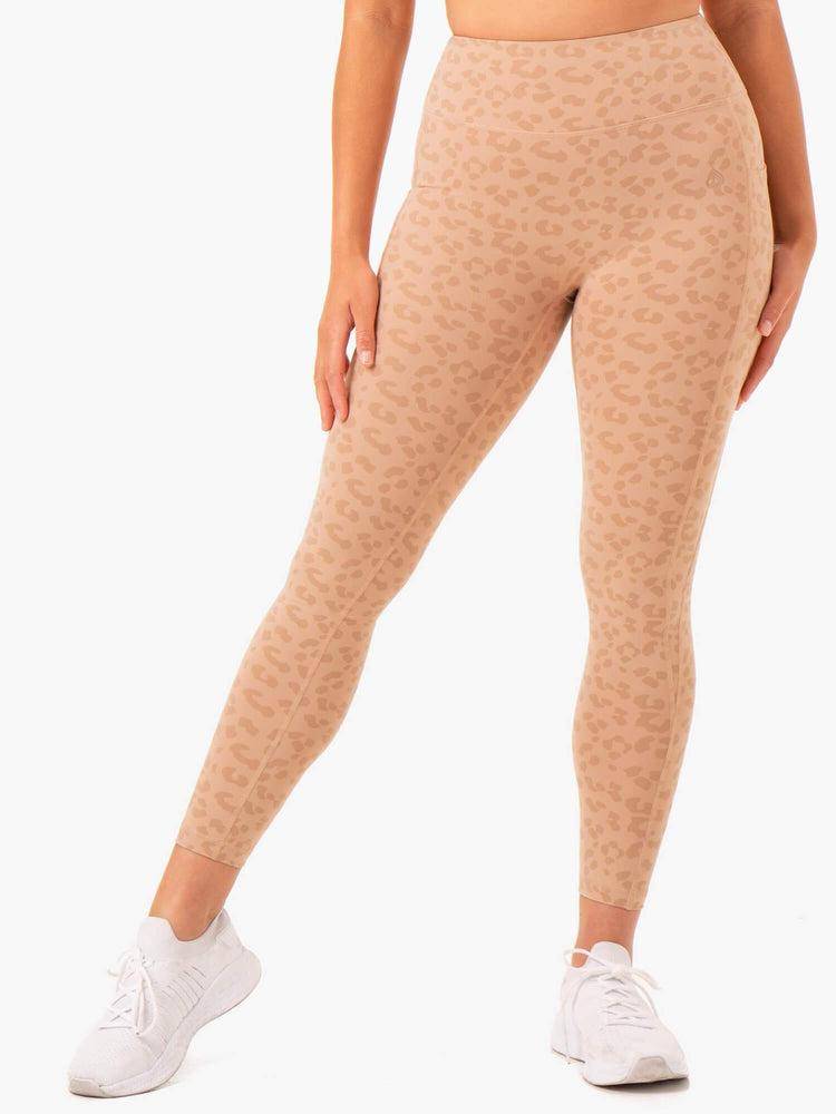 Tan Leopard Ryderwear Women Leggings Ultra High Waisted Full Length Women's Leggings | AU1855SO