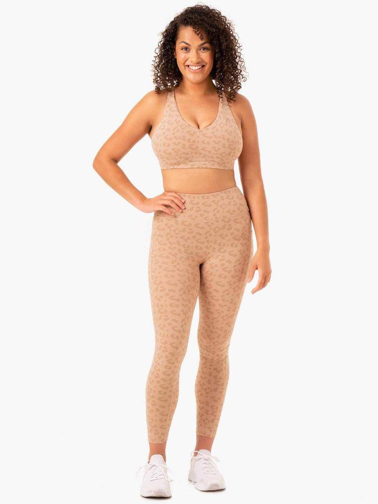 Tan Leopard Ryderwear Women Leggings Ultra High Waisted Full Length Women's Leggings | AU1855SO