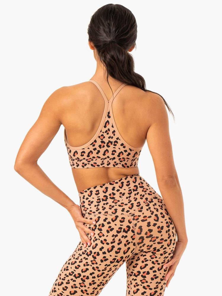 Tan Leopard Ryderwear Women Sports Bra Hybrid Women's Sports Bra | AU2385LH