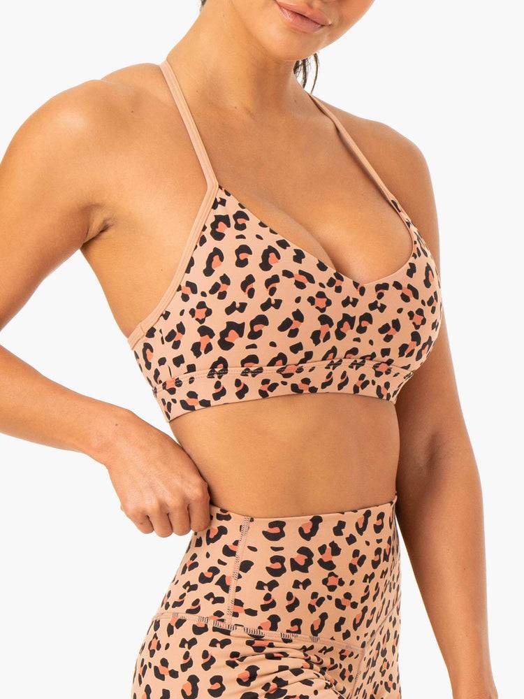 Tan Leopard Ryderwear Women Sports Bra Hybrid Women's Sports Bra | AU2385LH