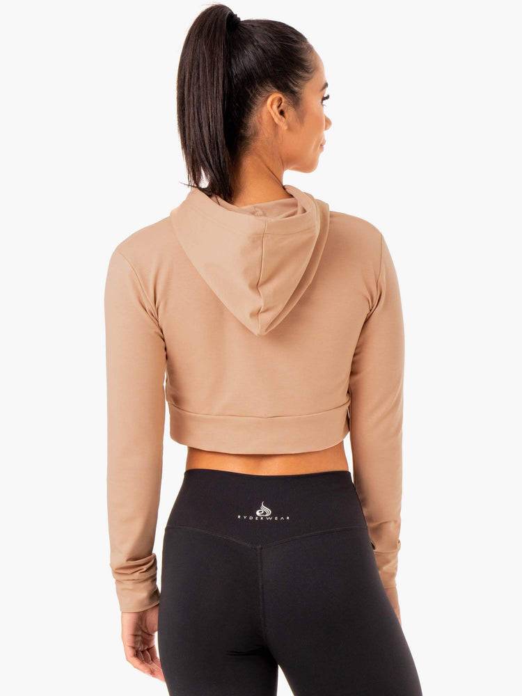 Tan Ryderwear Women Hoodie Hybrid Fitted Women's Hoodie | AU1679KI