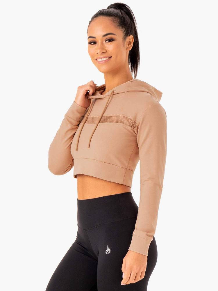 Tan Ryderwear Women Hoodie Hybrid Fitted Women's Hoodie | AU1679KI