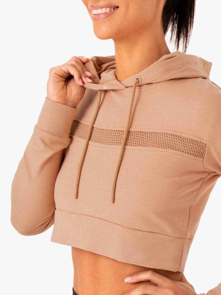 Tan Ryderwear Women Hoodie Hybrid Fitted Women's Hoodie | AU1679KI