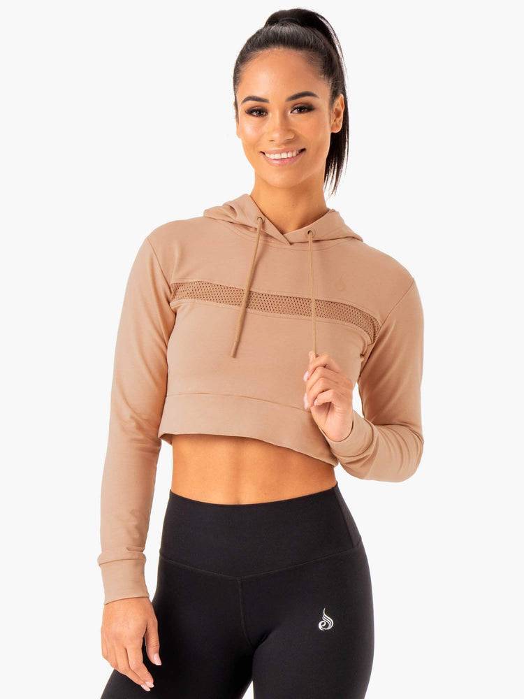 Tan Ryderwear Women Hoodie Hybrid Fitted Women\'s Hoodie | AU1679KI