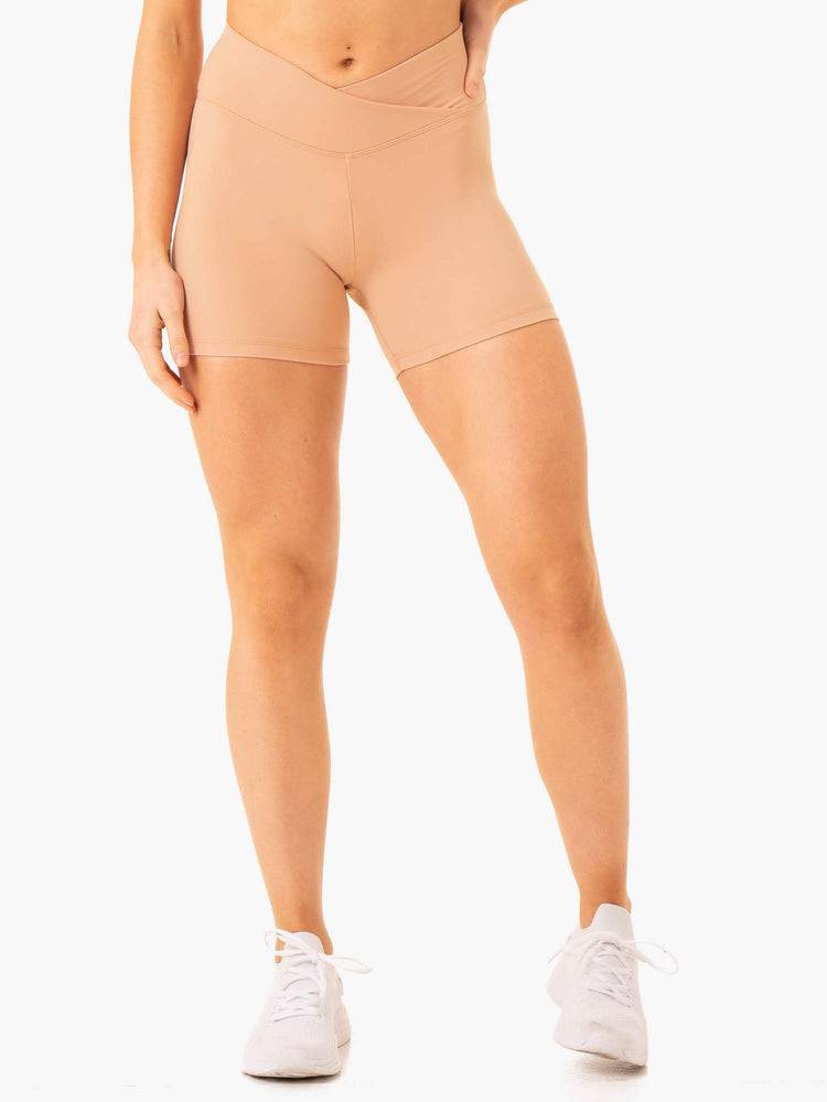 Tan Ryderwear Women Shorts Serene Cross Over Scrunch Women's Shorts | AU2071ZG