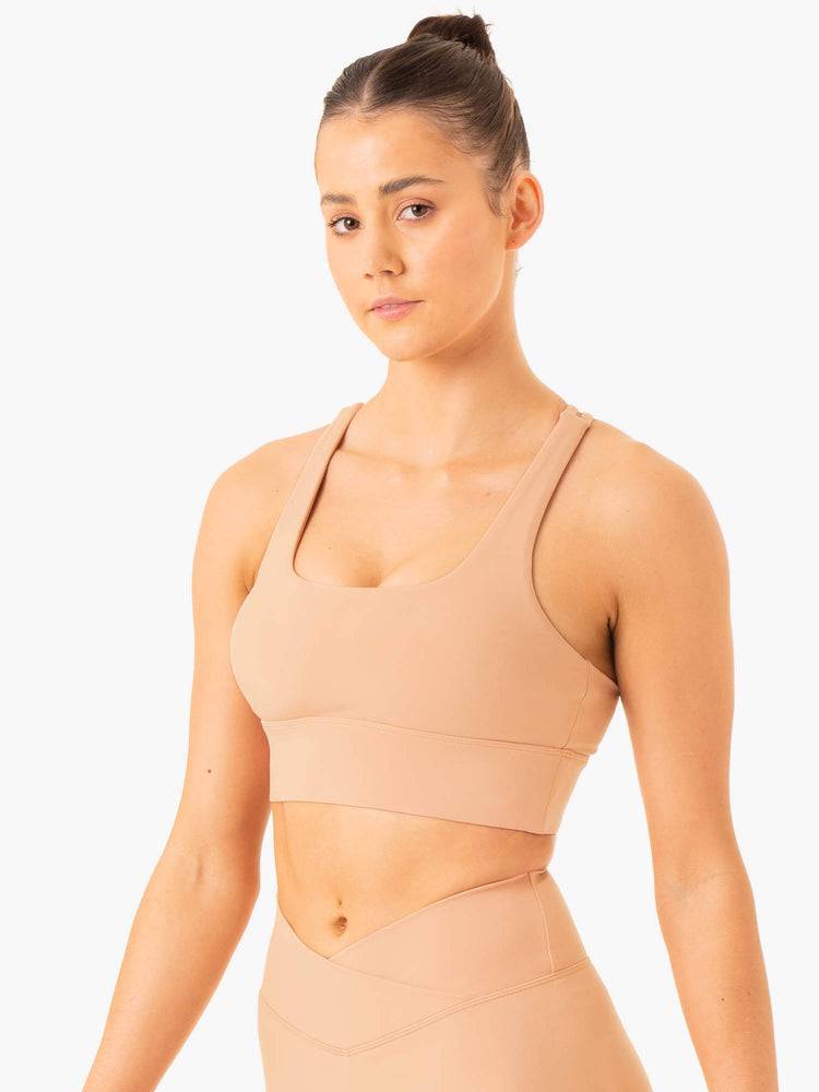 Tan Ryderwear Women Sports Bra Flow Square Neck Women's Sports Bra | AU2218AP