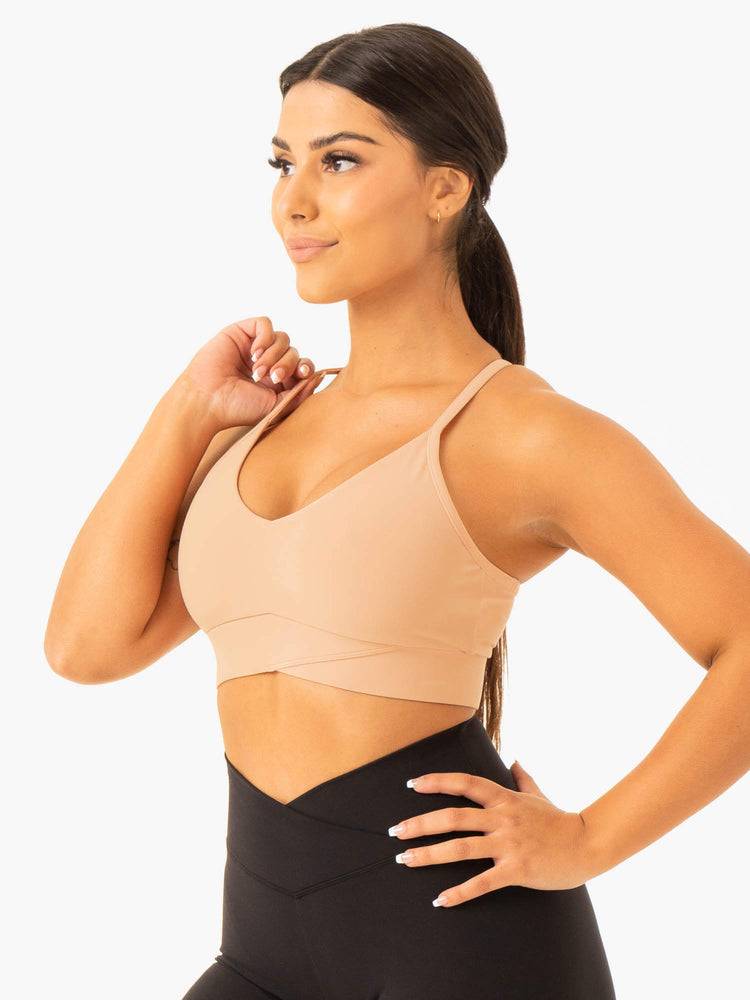 Tan Ryderwear Women Sports Bra Serene Cross Over Women's Sports Bra | AU2233MA