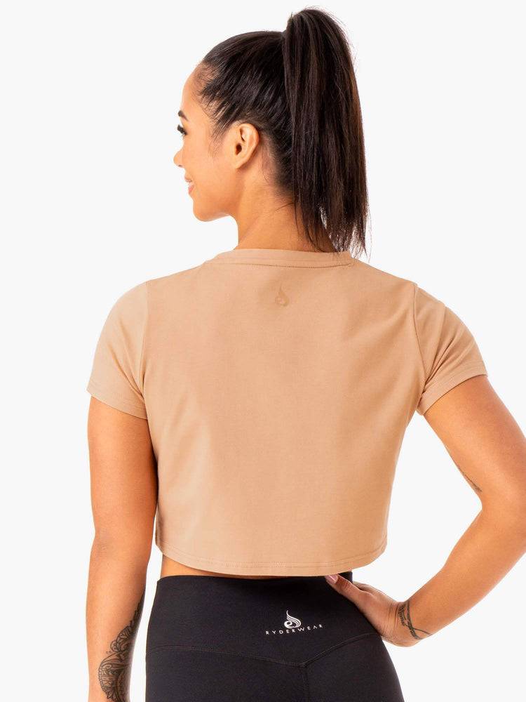 Tan Ryderwear Women T Shirts Hybrid Mesh Tee Women's T Shirts | AU2707EX