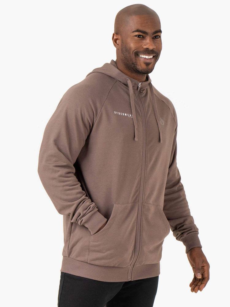 Taupe Ryderwear Men Hoodie Pursuit Zip Up Men's Hoodie | AU1472LH