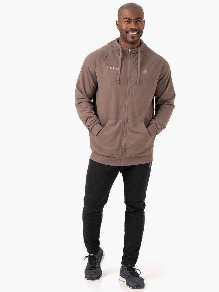 Taupe Ryderwear Men Hoodie Pursuit Zip Up Men's Hoodie | AU1472LH