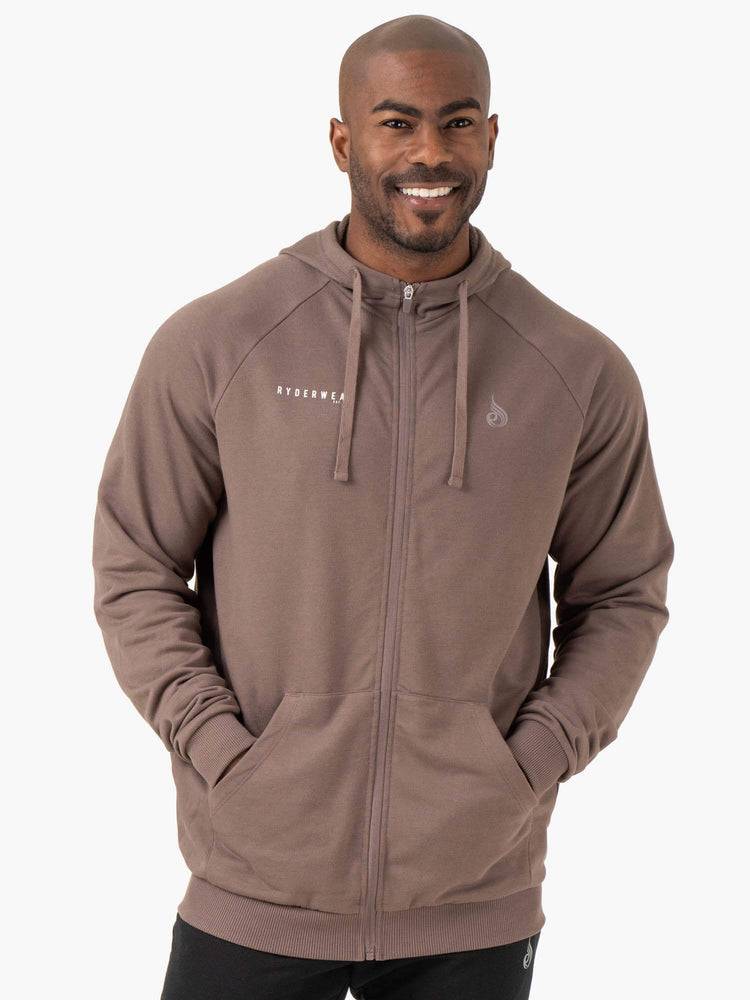 Taupe Ryderwear Men Hoodie Pursuit Zip Up Men\'s Hoodie | AU1472LH