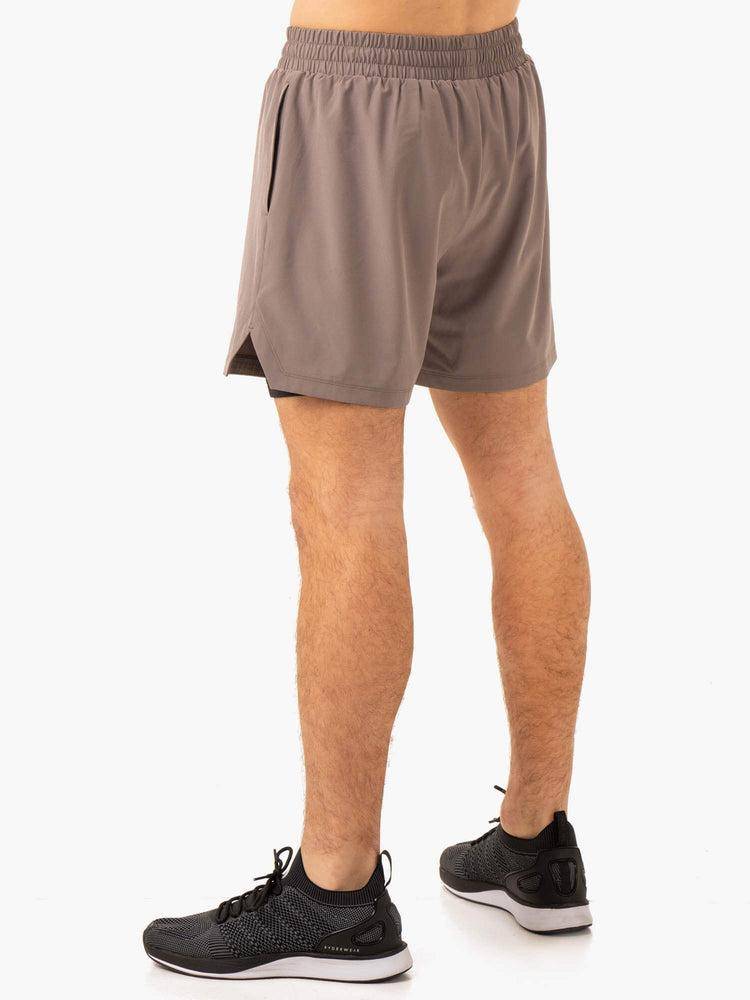 Taupe Ryderwear Men Shorts Pursuit 2 In 1 Training Men's Shorts | AU1397CE