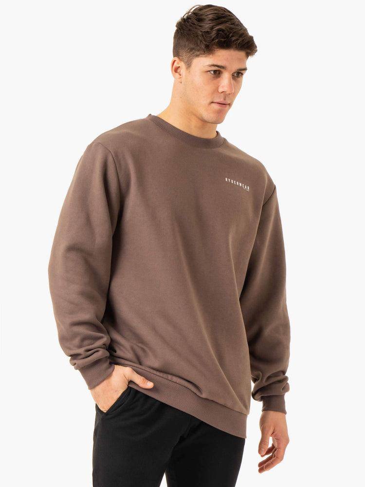 Taupe Ryderwear Men Sweaters Pursuit Pullover Men's Sweaters | AU1330UT