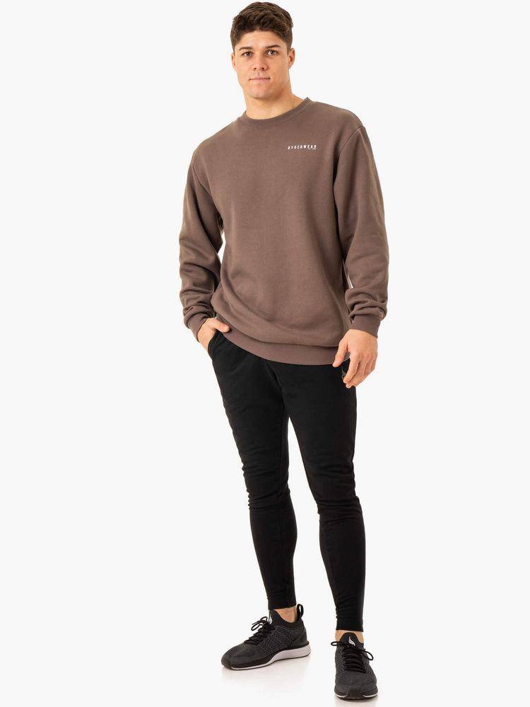 Taupe Ryderwear Men Sweaters Pursuit Pullover Men's Sweaters | AU1330UT