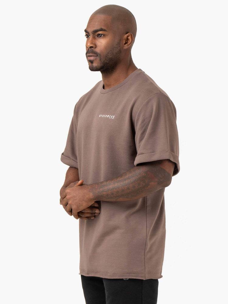 Taupe Ryderwear Men T Shirts Pursuit Oversized Fleece Men's T Shirts | AU1285FM