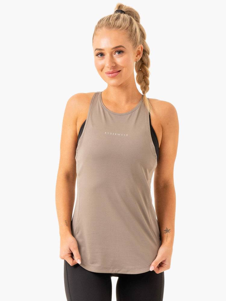 Taupe Ryderwear Women Tanks Elite Mesh Training Women's Tanks | AU2868WY