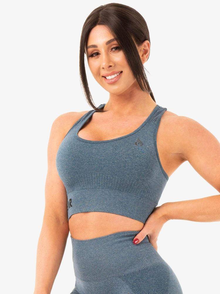 Teal Marl Ryderwear Women Sports Bra Seamless Staples Women's Sports Bra | AU2552IS