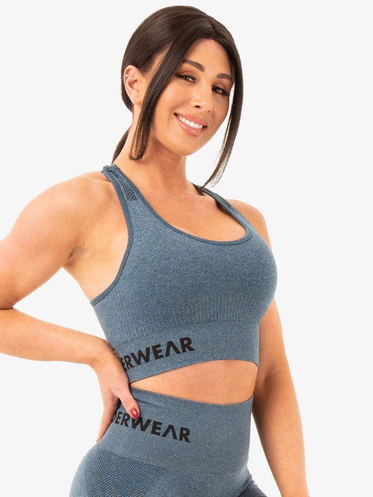 Teal Marl Ryderwear Women Sports Bra Seamless Staples Women's Sports Bra | AU2552IS