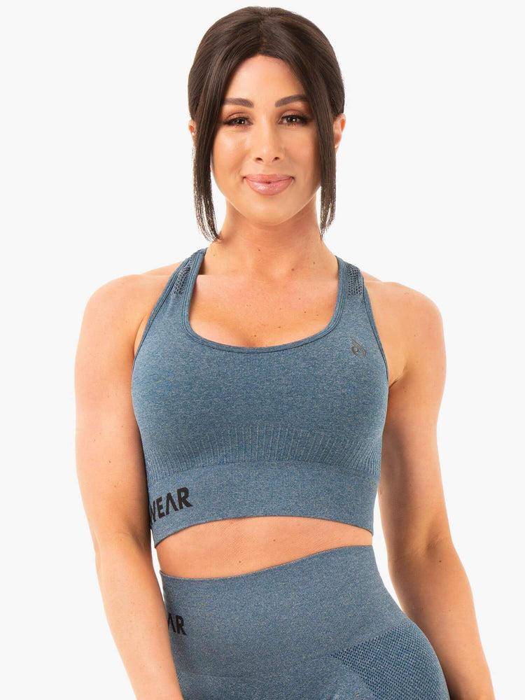 Teal Marl Ryderwear Women Sports Bra Seamless Staples Women\'s Sports Bra | AU2552IS